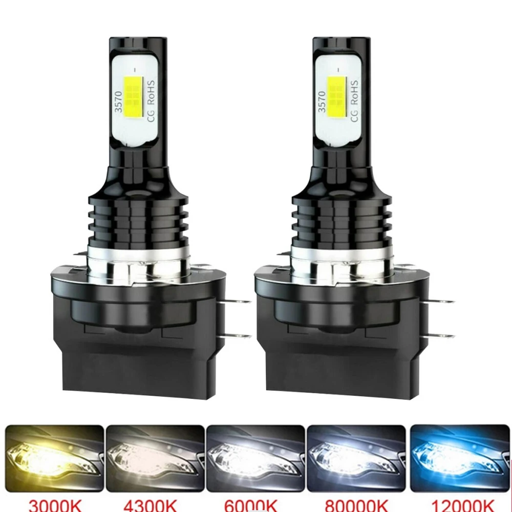 

2Pcs H11B H15 LED Bulbs Car Headlight High Beam Day Driving Running Light 12V 6500K White Auto Lamp Canbus For Golf VW Audi BMW