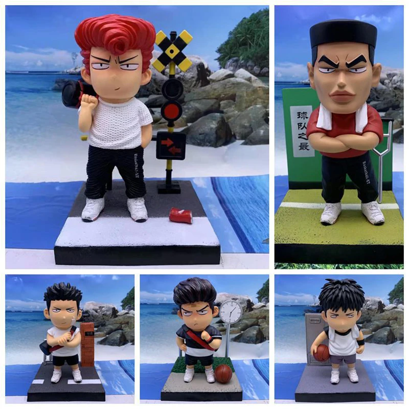 

Brinquedos Hanamichi Sakuragi Akagi Takenori Hisashi Mitsui Kaede Rukawa Ryota Miyagi Standing Posture Q Version PVC Model Dolls