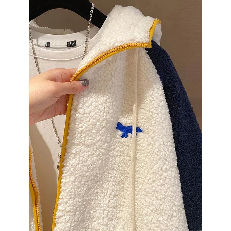 Fashion Lamb Wool Coat Thick Autumn Winter Loose Cotton Padded Women Jacket Coats Female Parkas