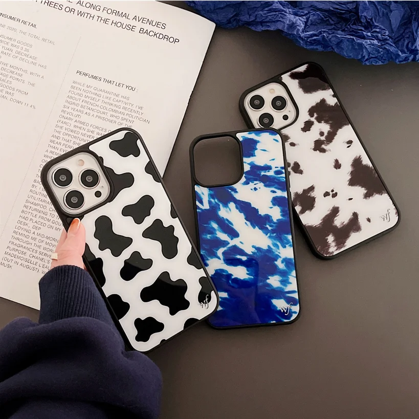 

Hot Fashion Cows Leopard Print Graffiti Phone Cases For iPhone 13 12 11 Pro Max XR XS MAX 8 X 7 Lady Girl Anti-drop Soft Cover