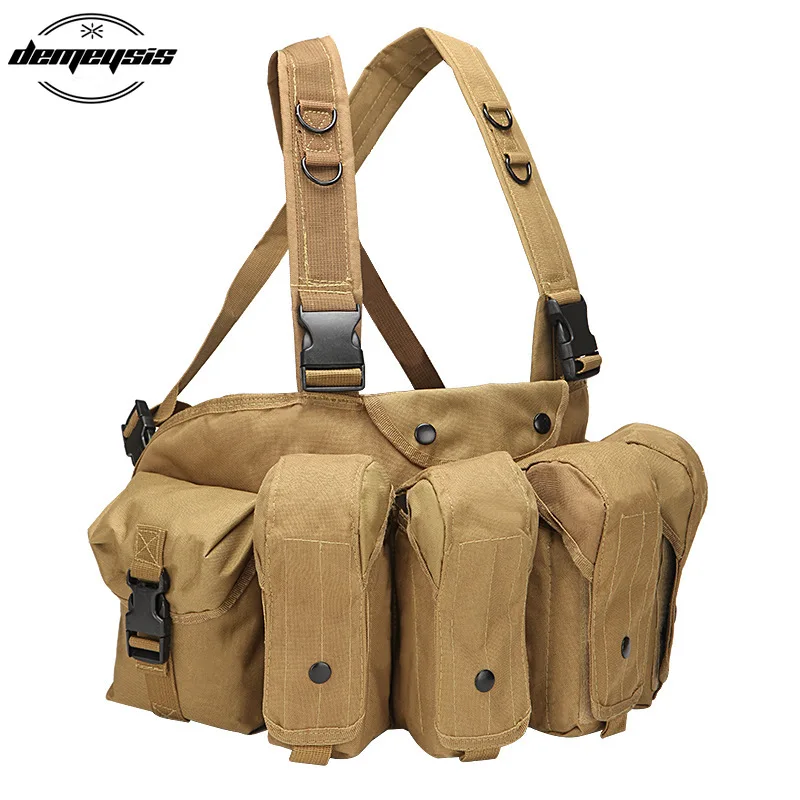 Outdoor Tactical Vest Chest Rig Pouch Magazine Holder Bag Modular Military Hunting with AK 47 Carrier |