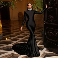 lorie simple black dbuai prom dresses sleeves backless lace evening gowns satin mermaid formal club prom dress robes de soir%c3%a9e
