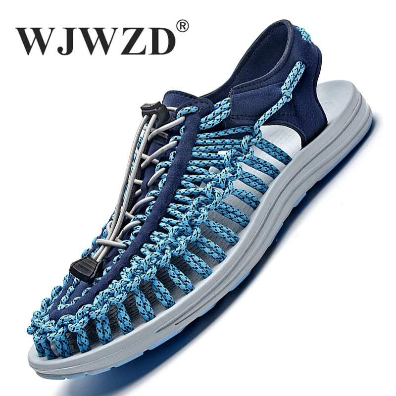 

Сандалии мужские эластичные плетеные, пляжные Босоножки ручной работы, дизайнерские римские сандалии, дышащая Нескользящая Уличная Повседневная обувь, лето