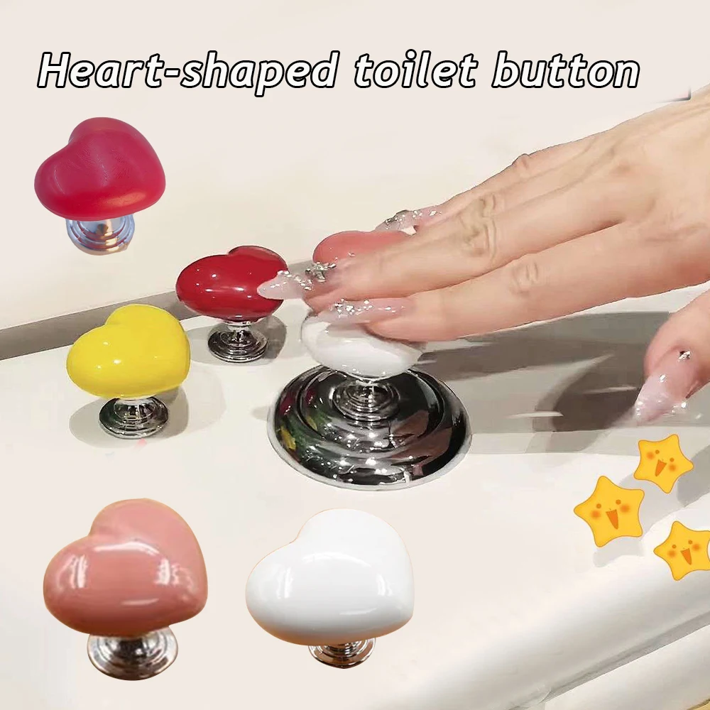 

Creative Toilet Press Button Heart Shaped Press Tank Push Switch Toilet Button Auxiliary Device Funny Toilet Bathing Room Decor