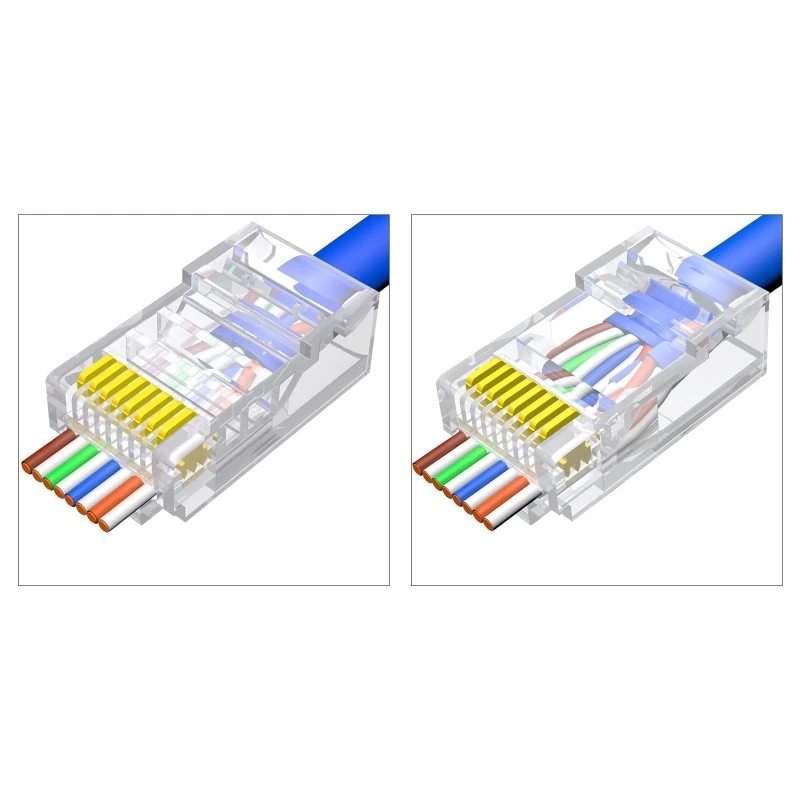 

2022 новые коннекторы Ethernet Rj45, прозрачные проходные вилки для сети cat6 CAT5E