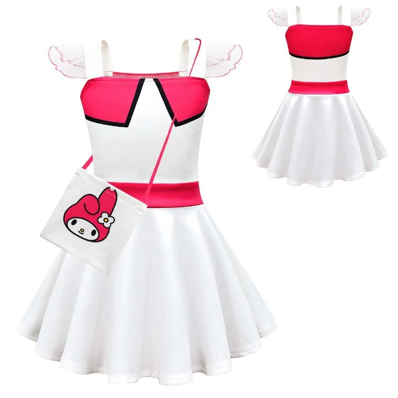 

Sanrio Hello Kitty Kuromi My Melody Cinnamoroll Summer Children Lace Dress Girls Cartoon Grace Dress Sling Ballet