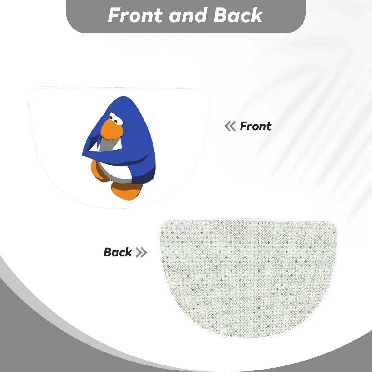 Фото Коврик Club Penguin BOI из мягкой фланели, полукруглый, нескользящий, впитывающий, для ванной комнаты и гостиной. №3