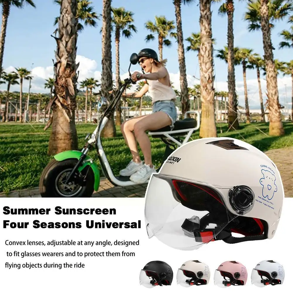 

NEW Electric Battery Car Helmet Men And Women Four Universal Full Seasons Hat Hat Helmet Half Hard Cute Summer Sun Helmet Y9D3