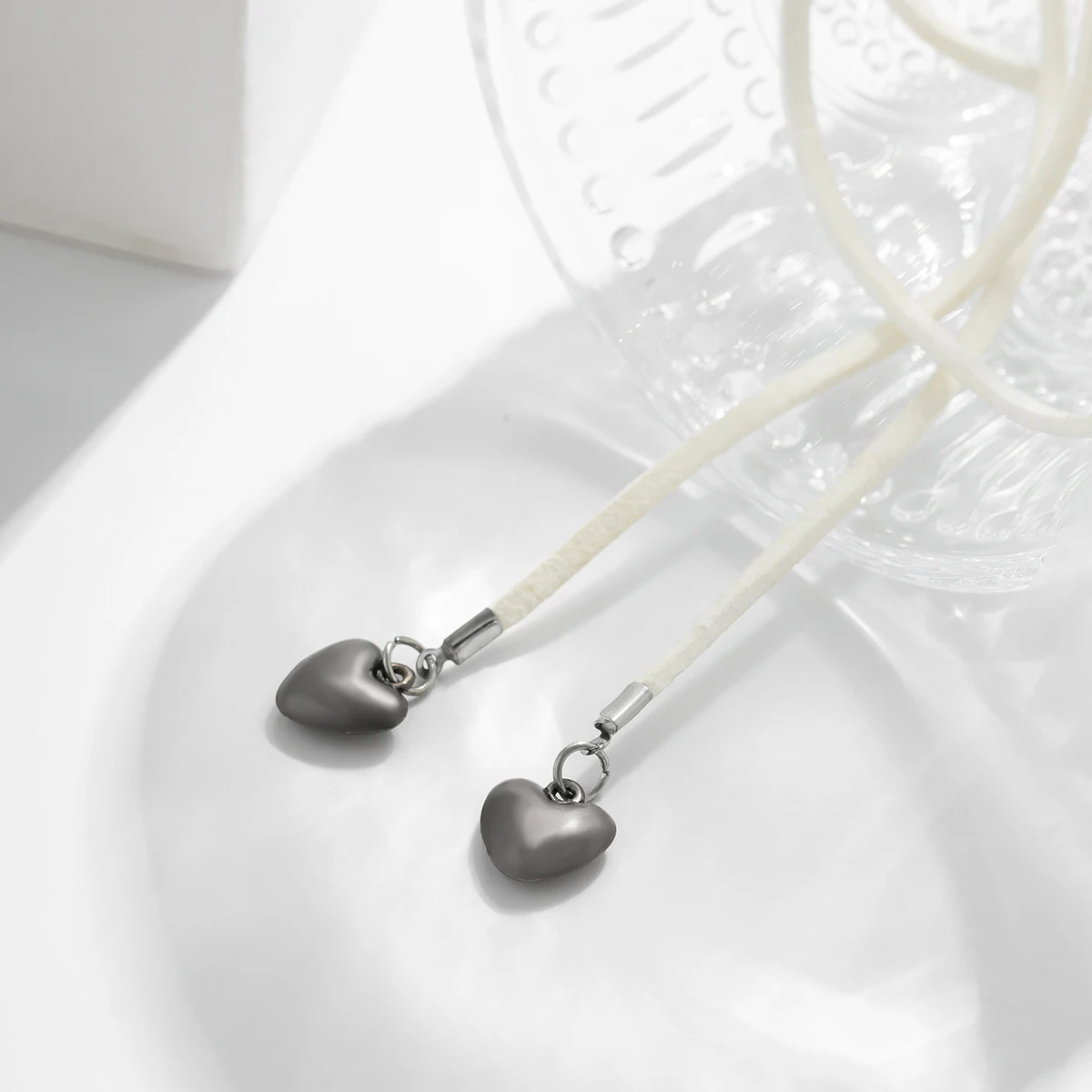 IngeSight.Z Gothic White Long Velvet Bowknot Heart Pendant Necklace for Women Korea Charm Flannel Choker Collar Jewelry images - 6