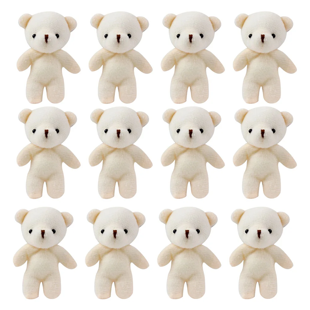 

12 Pcs Mini Adorable Bear Pendant Decor Multi-function Figurines Cloth Portable Tiny Bears Keychain Baby