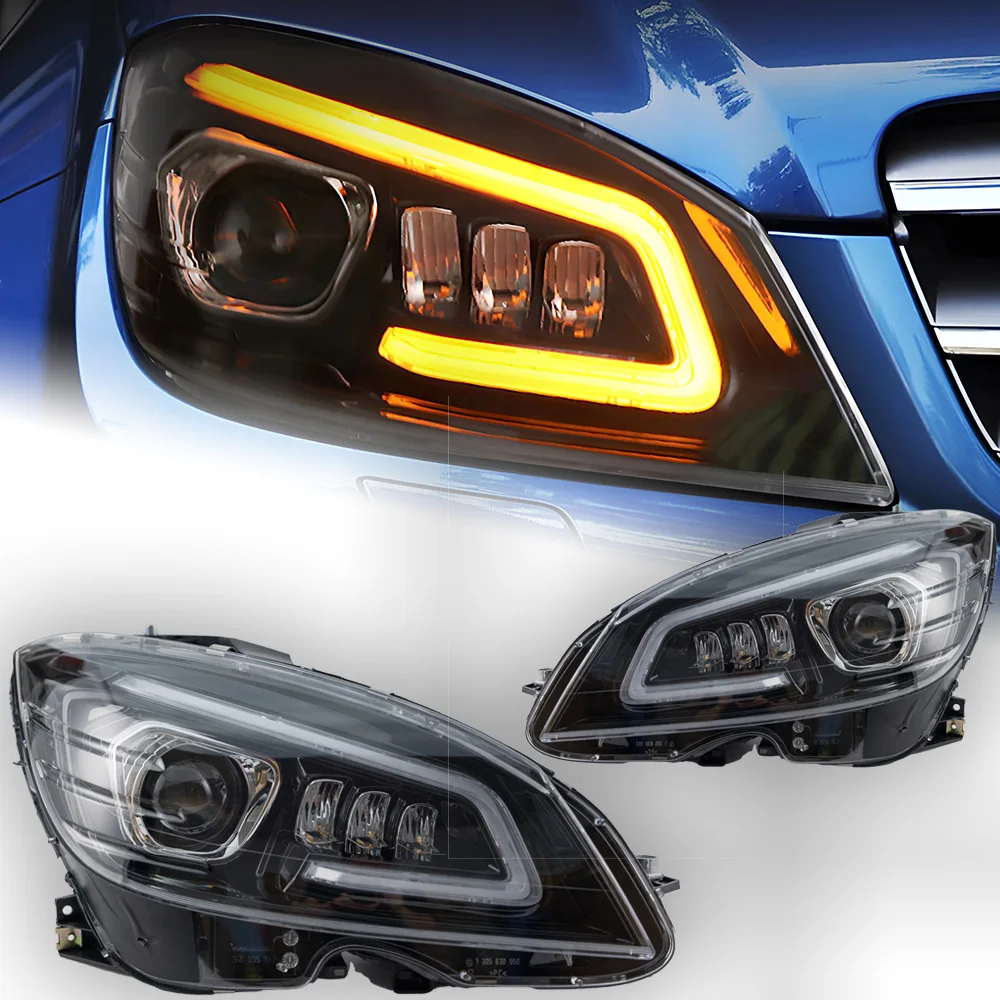 AKD-luces de coche para Benz W204, faro LED, lente de Porjector, 2007-2010, C300, C260, C200, lámpara de cabeza, DRL, accesorios Automotrices