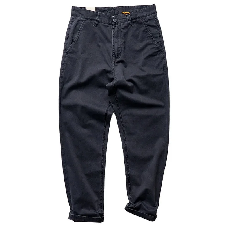 

Men Clothing 2022 Retro High Elasticity Straight Pants Pure Color American Wear-resistant Cargo Pants Men Pocket Casual Trousers