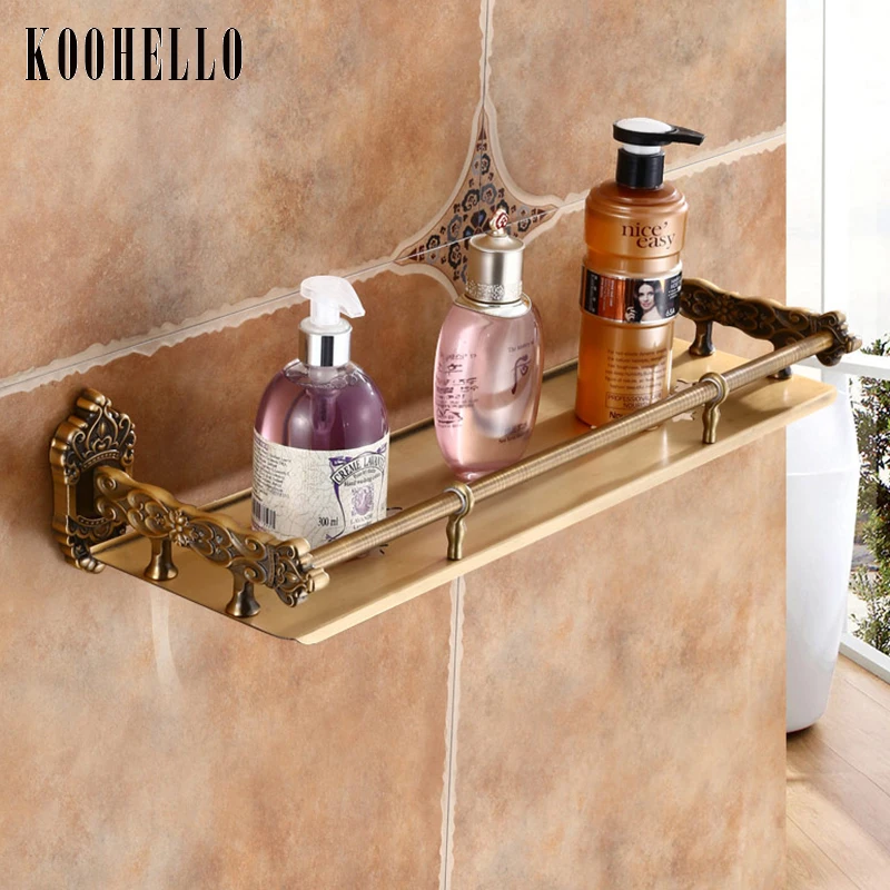 

Antique Bathroom Shelf Shower Corner Shelf Single Tier Metal Wall Mounted Luxry Bathroom Cosmetic Storage Rack Shelves Black