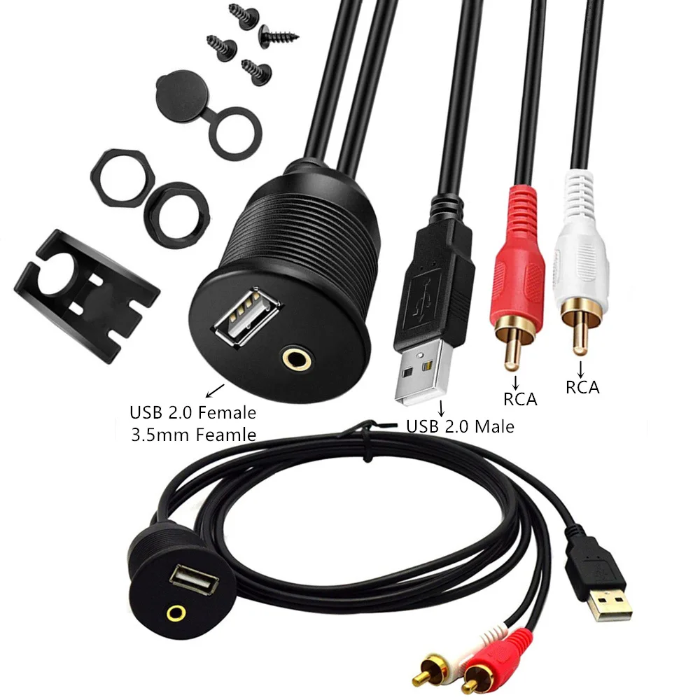 

Car Dash Mount Installation USB/Aux 2RCA Accessory UNIVERSAL Extension Cable UR2 1m/ 2m；