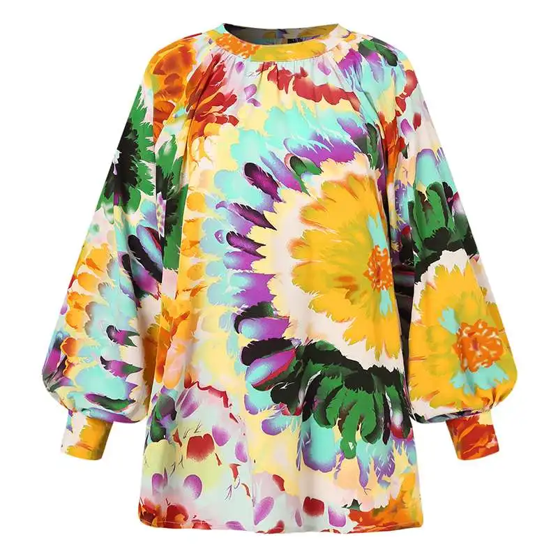 Женская Повседневная Блузка с цветочным принтом Весенняя рубашка ZANZEA богемная