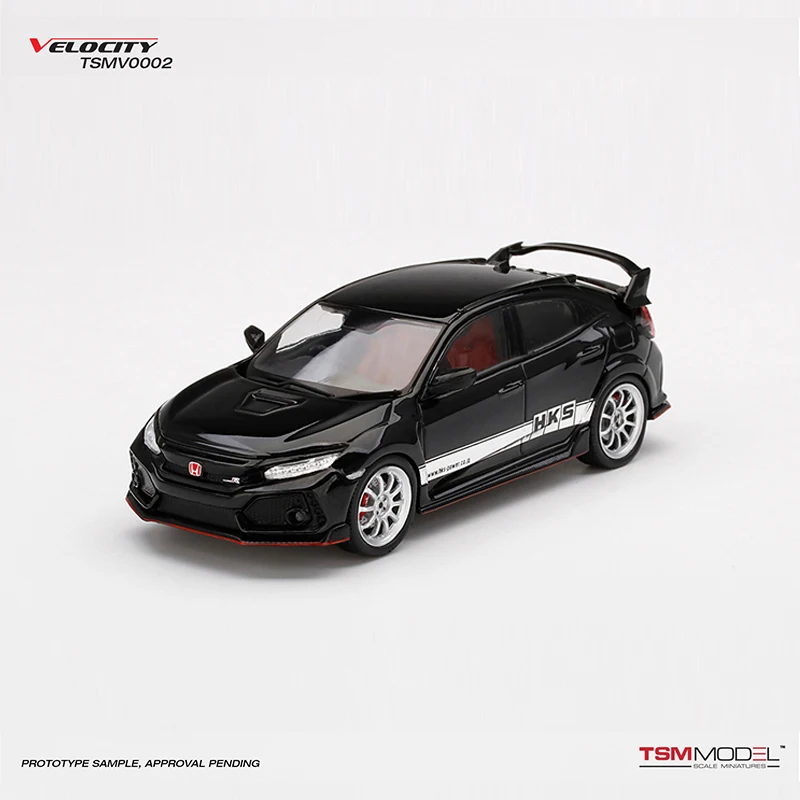 

Модель автомобиля TSM 1:43 Honda Civic Тип R (FK8) HKS, черный литой Автомобильный дисплей, коллекционные подарки