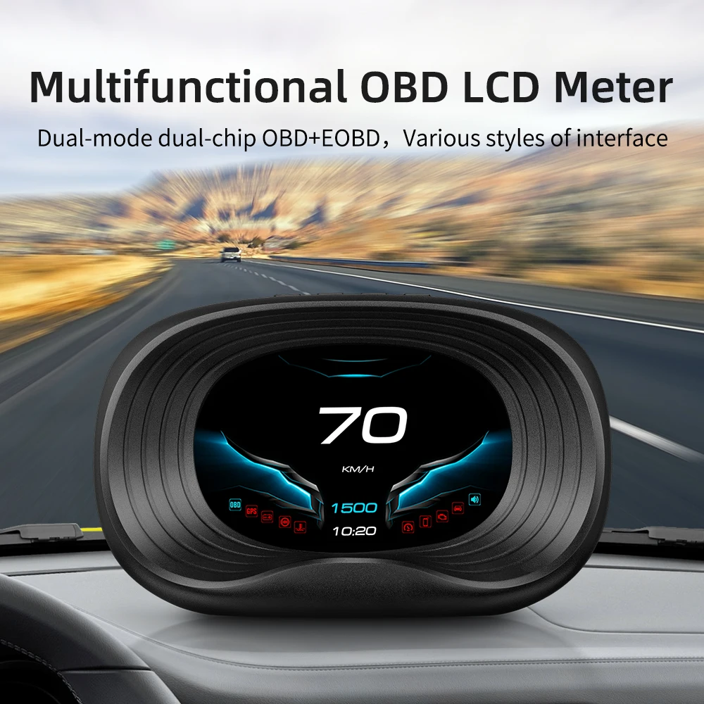 

HUD Head Up Display Car Speedometer Projector OBD2 Car HUD Gauge Digital Odometer Security Alarm Water&Oil Temp. RPM Indicator