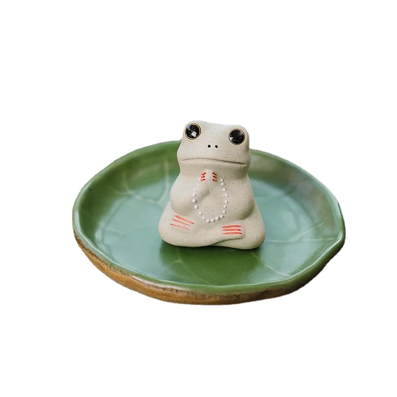 

Lotus Leaf Frog Tea Pet Set Tea Accessories Table Decoration Ceremony Ornaments Artware Yoga Zen Incense Holder