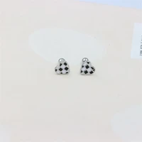 zfsilver 100 sterling 925 silver cell drip white black heart screw ball stud earrings for women charm jewelry accessories gifts