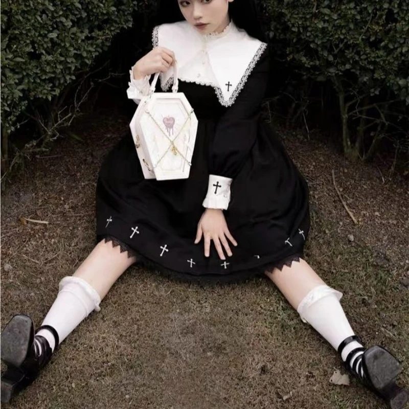 Y2K Women Korean Gothic Punk Lolita Party Crossbody Bag Pu Leather Chain Ita Bag Vintage Dark Academia Bags Girls Ladies Alt Men