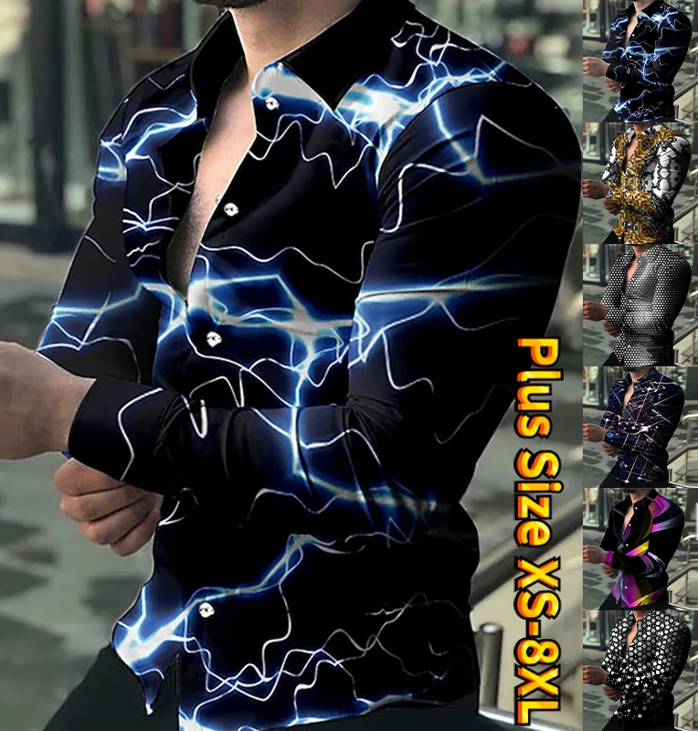 

2023 Summer Loose Breathable Top Men's Lapel Shirt Hawaiian Shirt Tropical Shirt Men's 3d Beach T-shirt Holiday Long Sleeve