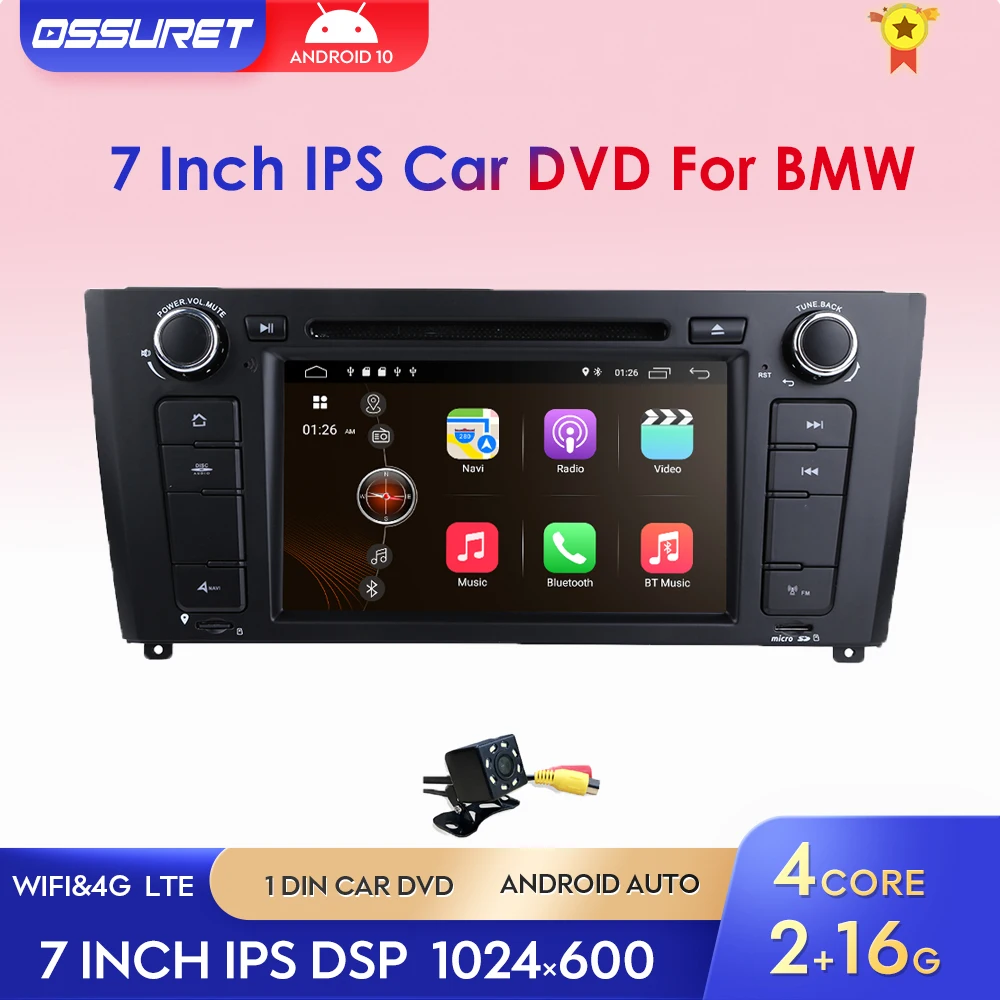 

Android 10 7 Inch 1 Din Quad Core Car Radio GPS Navi DVD Player For BMW 1 Serie E81 E82 E87 E88 I20 2004-2011 Head Unit BT Wifi