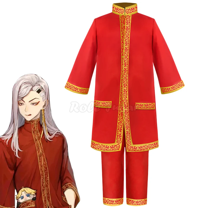 

Japanese Anime Tokyo Revengers Cosplay Costume Hajime Kokonoi Red Coat + Pants Uniform Sets Men Halloween Party Clothes