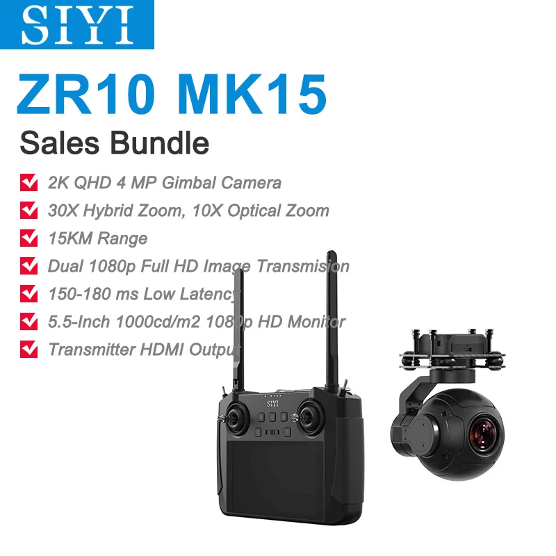 Мини-пульт дистанционного управления SIYI MK15 Mini ZR10 HD, 15 км, 1080P