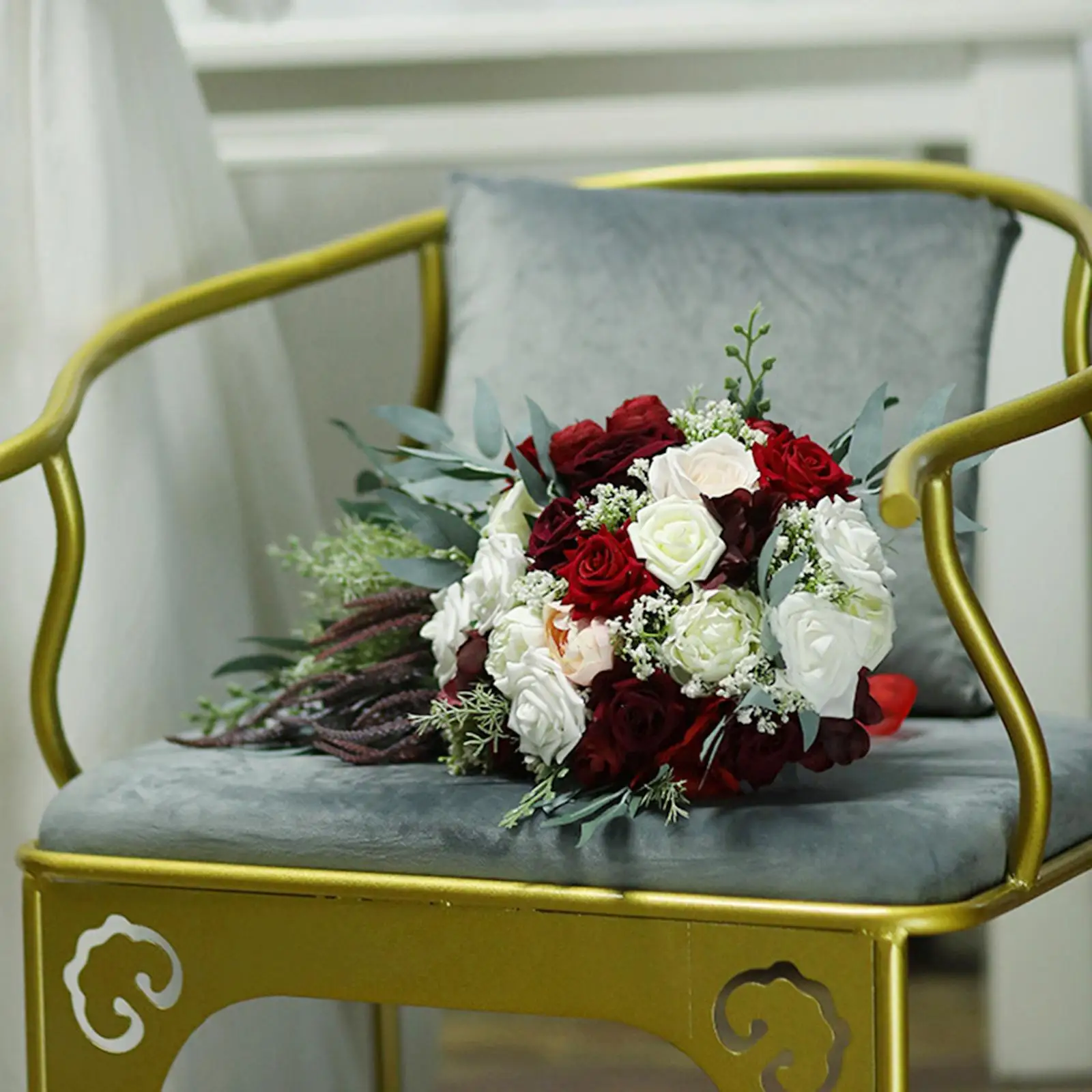 

Simulation Bridal Wedding Bouquets Flowers Bunch Artificial Flowers for Dance Decor