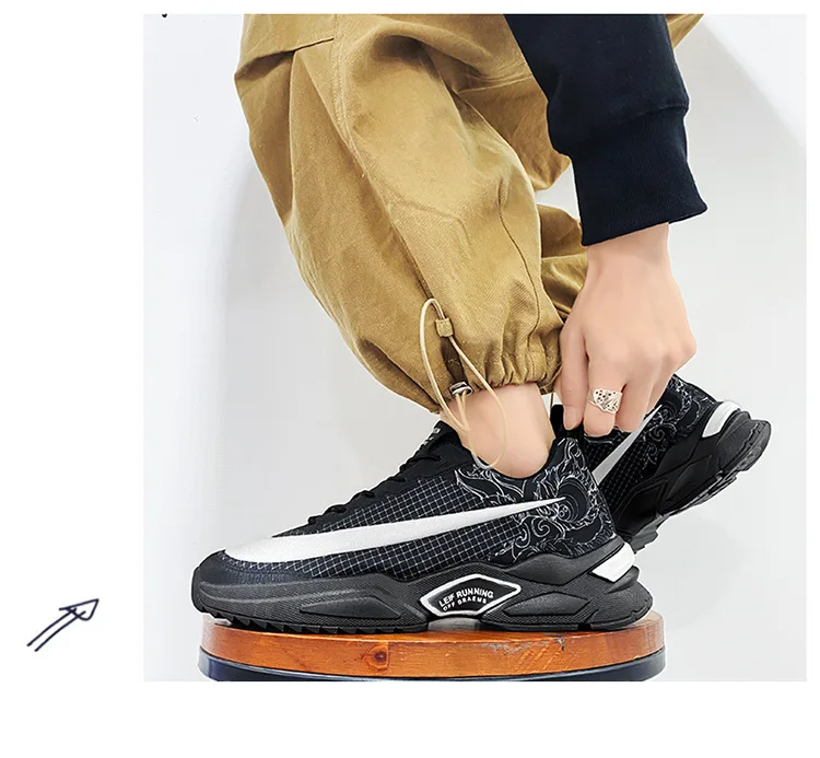 New Men's Sneakers Thick-soled Flying Woven Mesh Casual Sport Shoes Students Comfortable Youth Trend Tennis Male Running Shoes