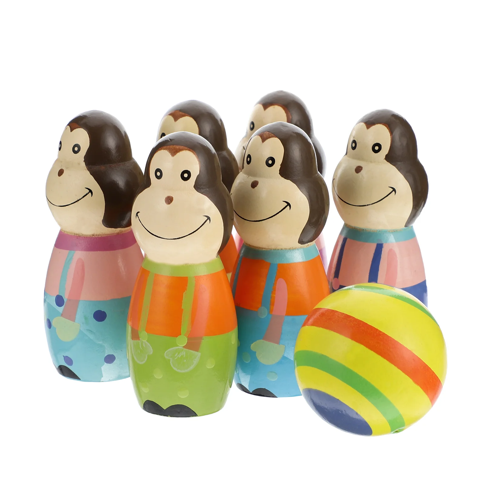 

1 Set Wooden Bowling Balls Set Cartoon Kids Bowling Balls Wooden Bowling for School Home