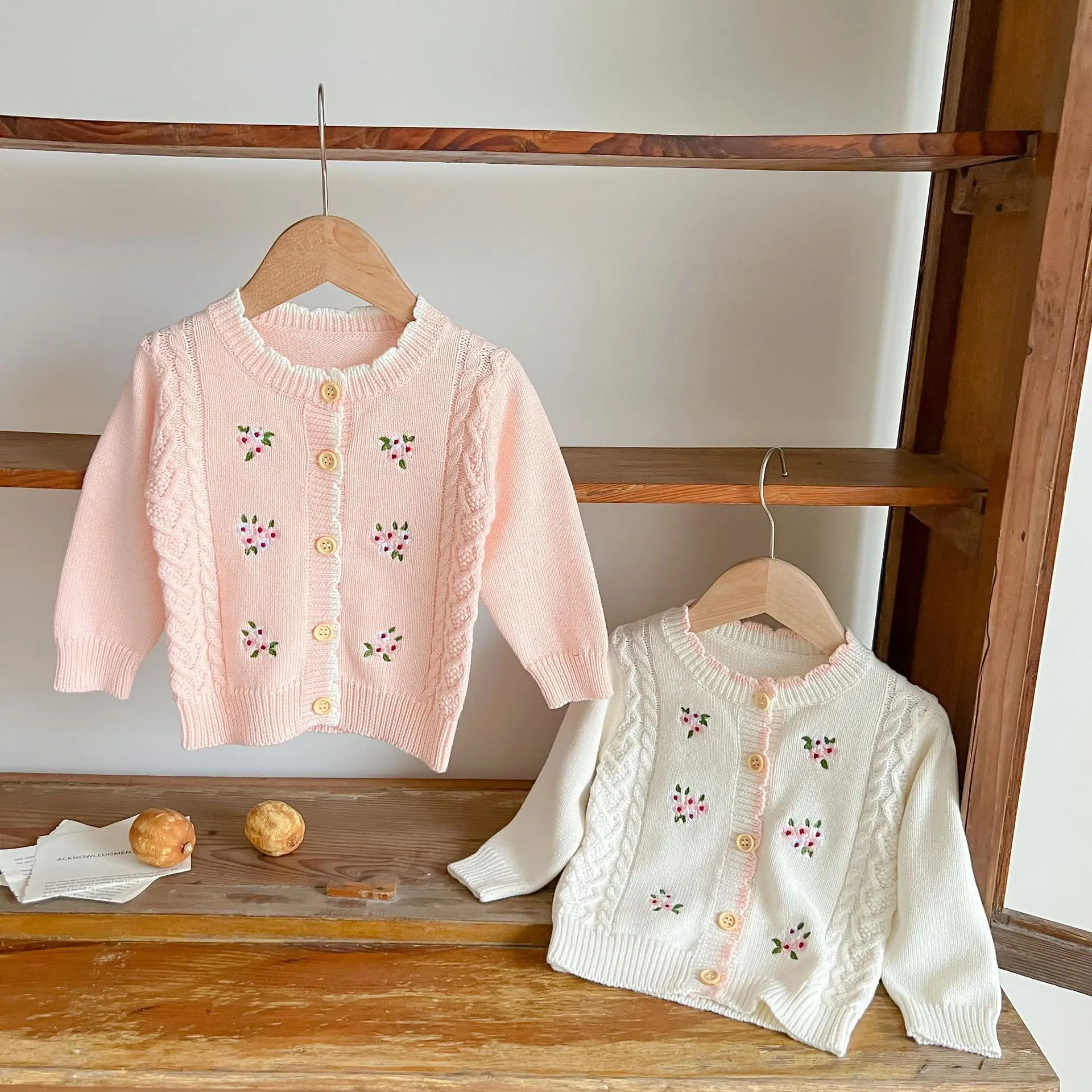 

Newest Autumn Winter Knitted Jacket Hand Embroidered Sweater Cardigan Long Sleeve Top Outwear Kids Baby Children Clothing 0-3Y