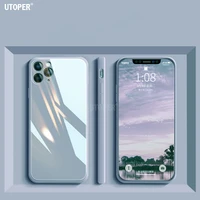 utoper square tempered phone case for iphone 11 12 13 pro xs max mini x xr 7 8 plus se 2 3 anti knock baby skin fram cover