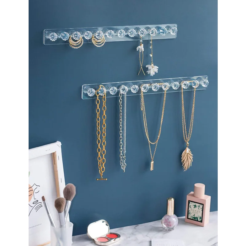 

New Creative Acrylic Jewelry Decorations Display Rack Wall-mounted Earrings Necklace Hooks Ring Jewelry Storage Stand