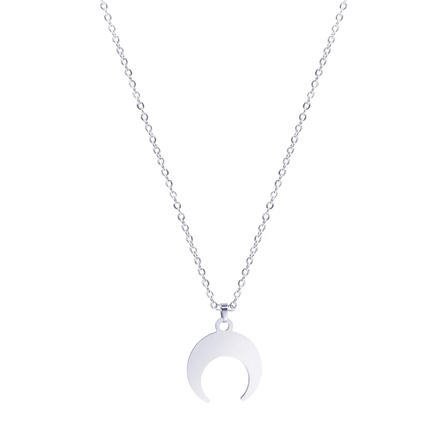 

Moon Pendant Necklace Stainless Steel Necklaces For Women Men Punk Accessories Silver Color Necklaces Chain Around Neck Choker