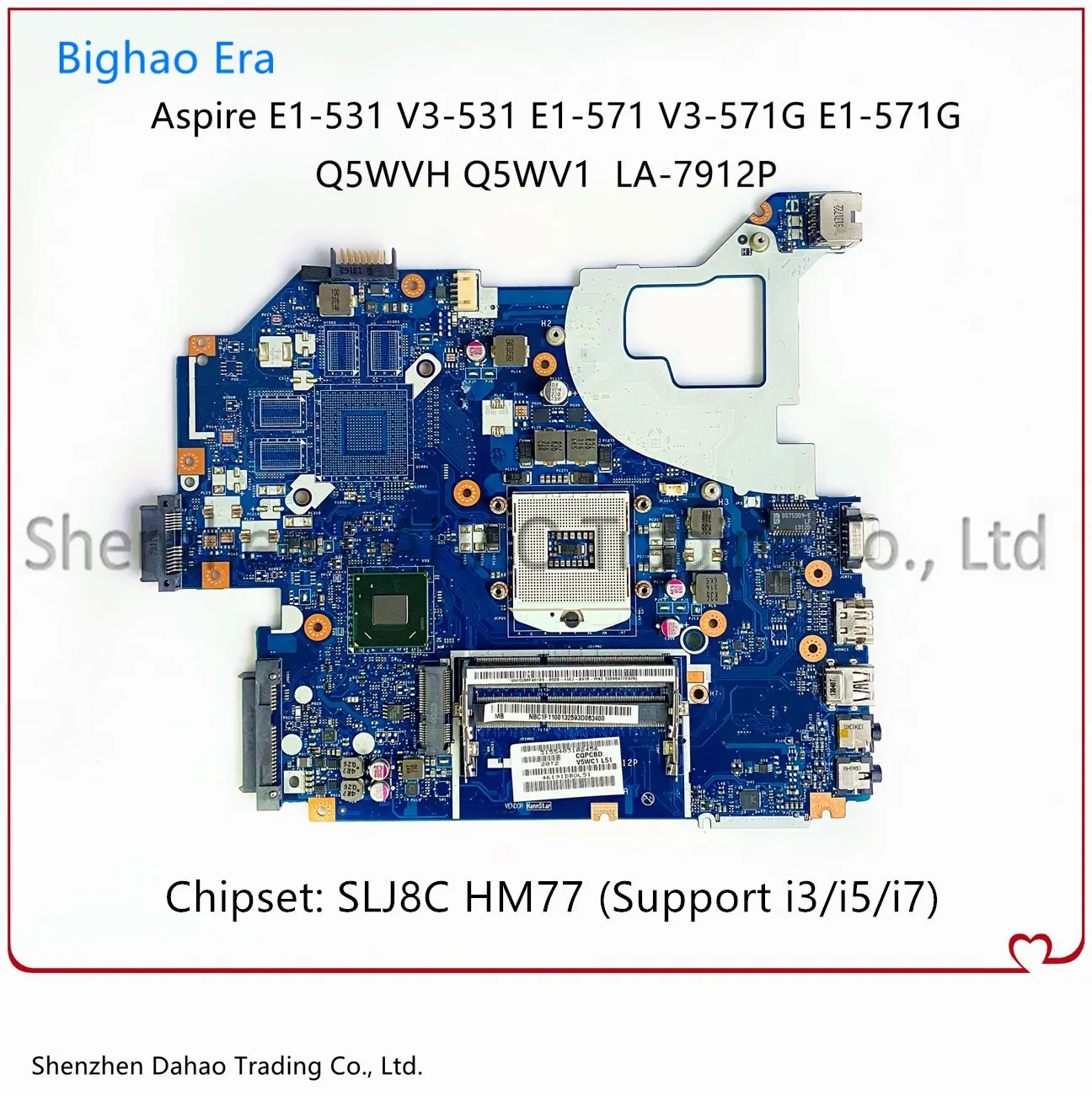 

Q5WVH Q5WV1 LA-7912P For Acer E1-531 E1-571 E1-571G V3-571G Laptop Motherboard With SLJ8C HM77 Support i3/i5/i7 100% Full Tested