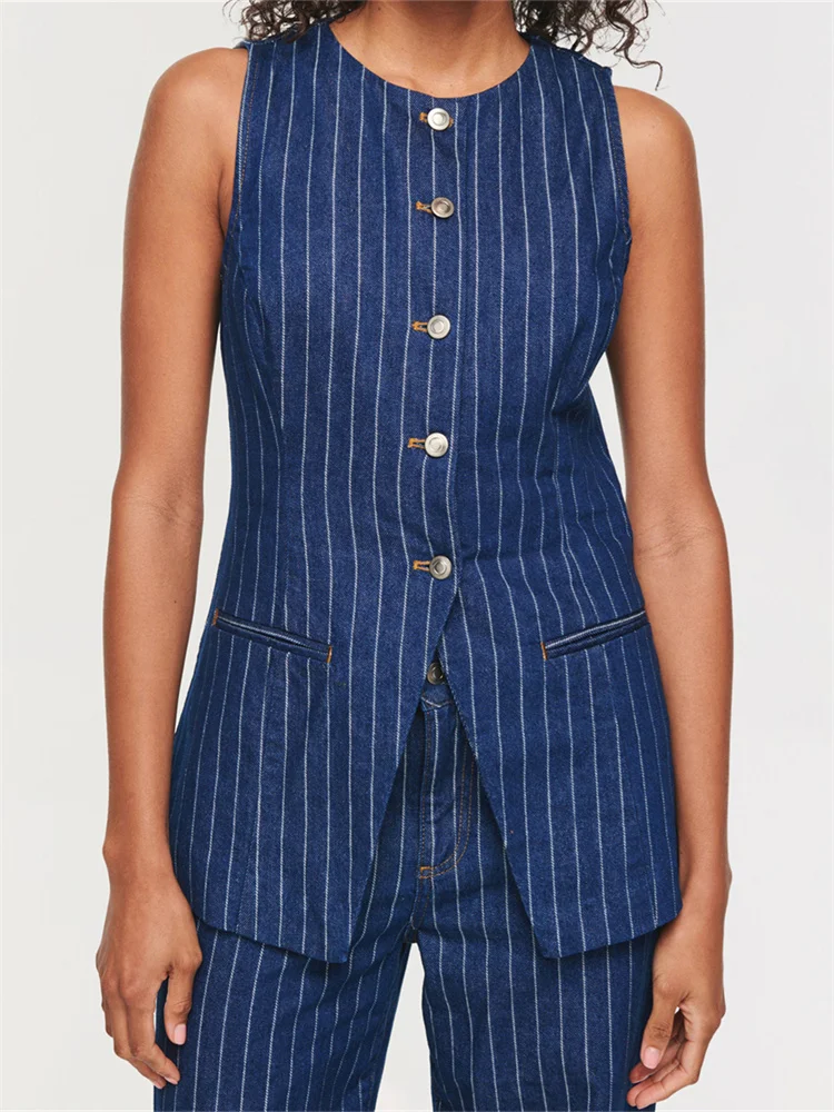 Женский летний длинный жилет CHRONSTYLE однотонная безрукавка с круглым вырезом и