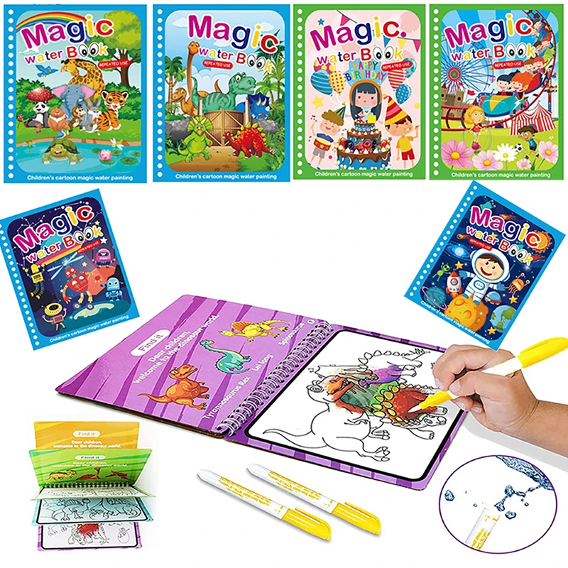 

20 Types Montessori Magic Water Drawing Book Toys Reusable Coloring Game Sensory Early Education Toys for Kids Birthday Gift