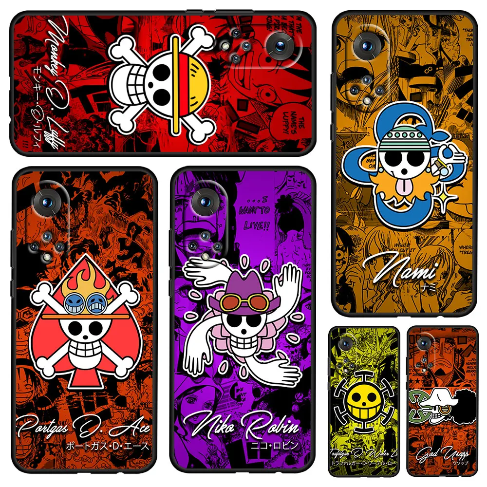 

Hot Anime One Piece Cute For Honor 60 50 20 SE Pro X30 10X 10i 10 9X 9A 8X 8A Lite Silicone Soft TPU Black Phone Case Capa Cover