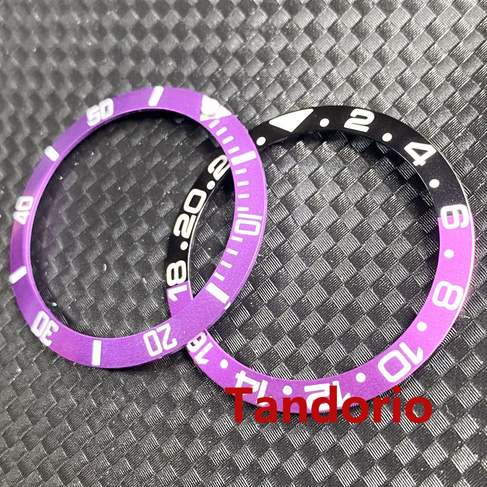 For Automatic Men Watch 38mm Bezel Ring Insert Watch Parts Black Purple/Purple Alloy Bezel Fit 40mm PARNIS Bliger Case