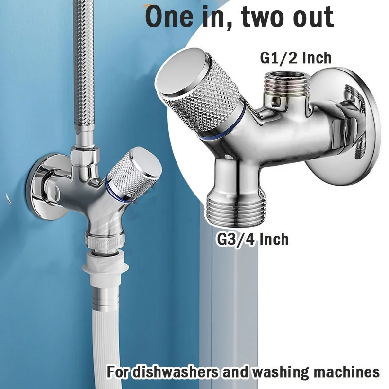 

4/6 Points Washing Machine Dedicated Faucet Dual Outlet Angle Valve Dishwasher Bathroom Accessory Dual Output and Dual Control