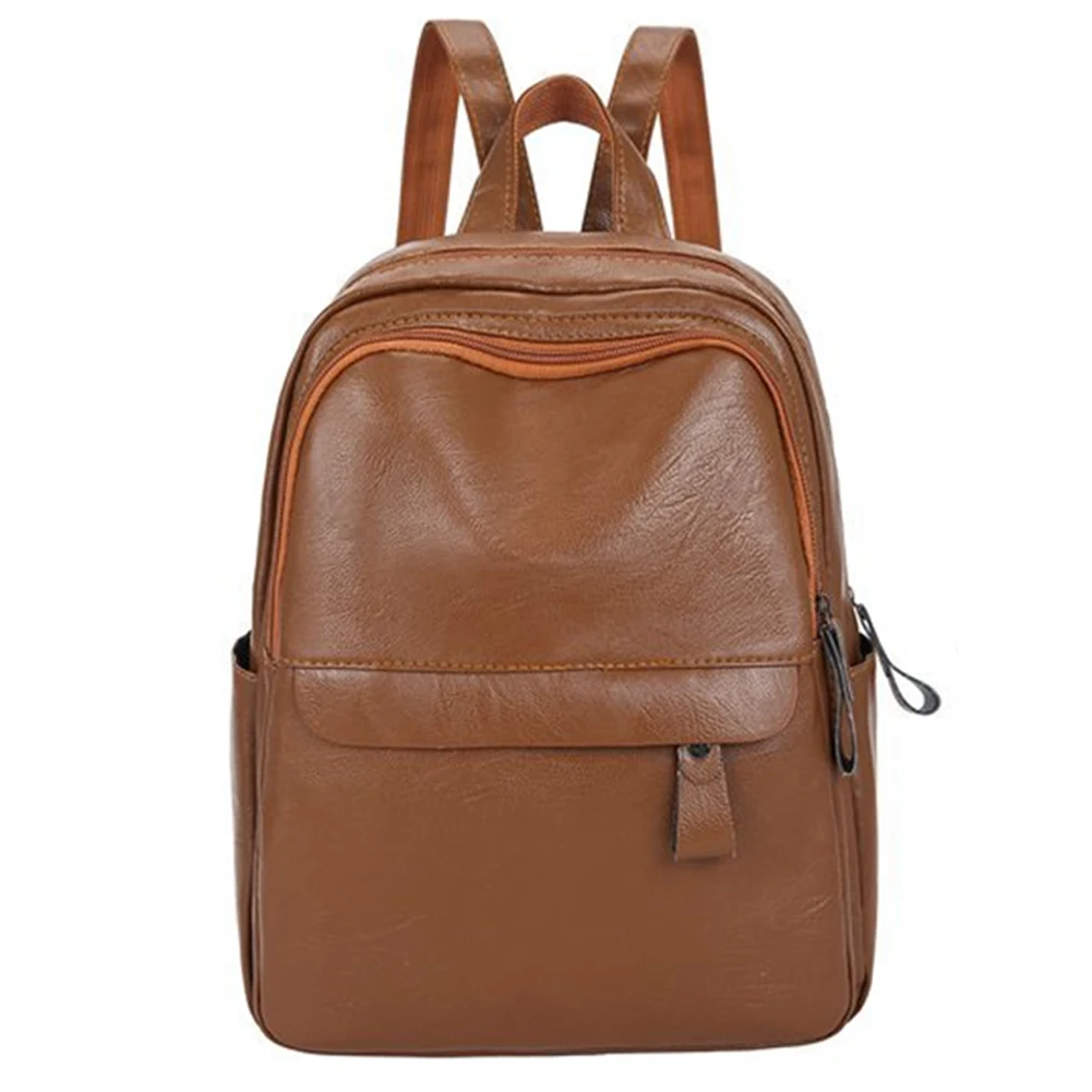 

Fashion PU Backpack Women Men Retro Large Capacity Student Leather Shoulder Bags for Women Students Shopping