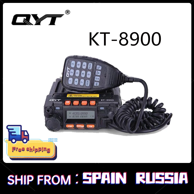 QYT KT-8900 Dual Band 25-Watt Mini Mobile Transceiver 136-174MHz/400-480MHz Portable Ham Radio (Free Cable)