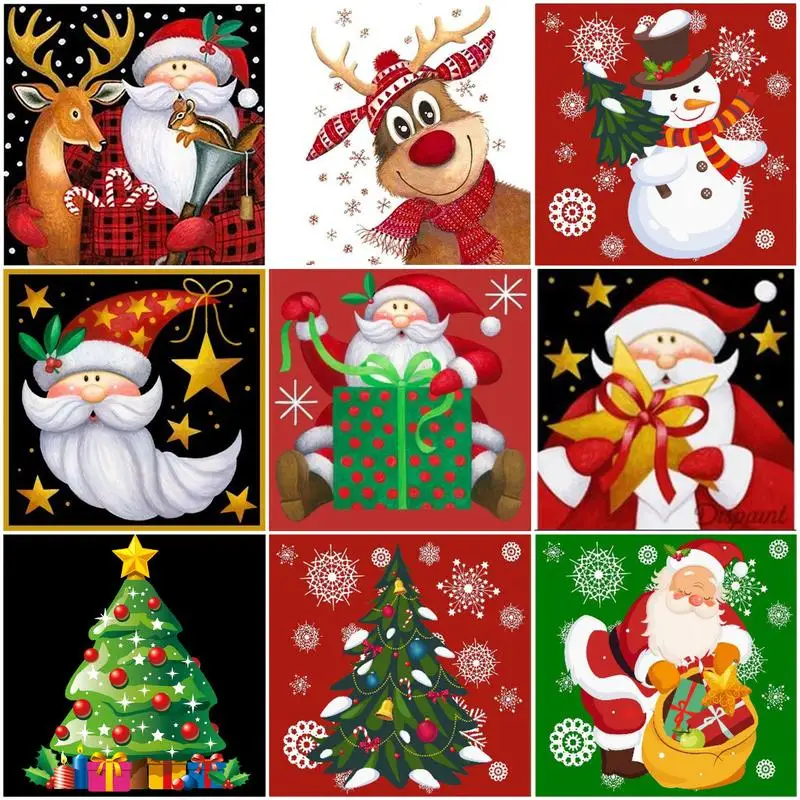 

PhotoCustom Painting By Number Christmas Santa Claus Frame Coloring By Numbers Cartoon On Canvas DIY Home Decoration DIY Gift