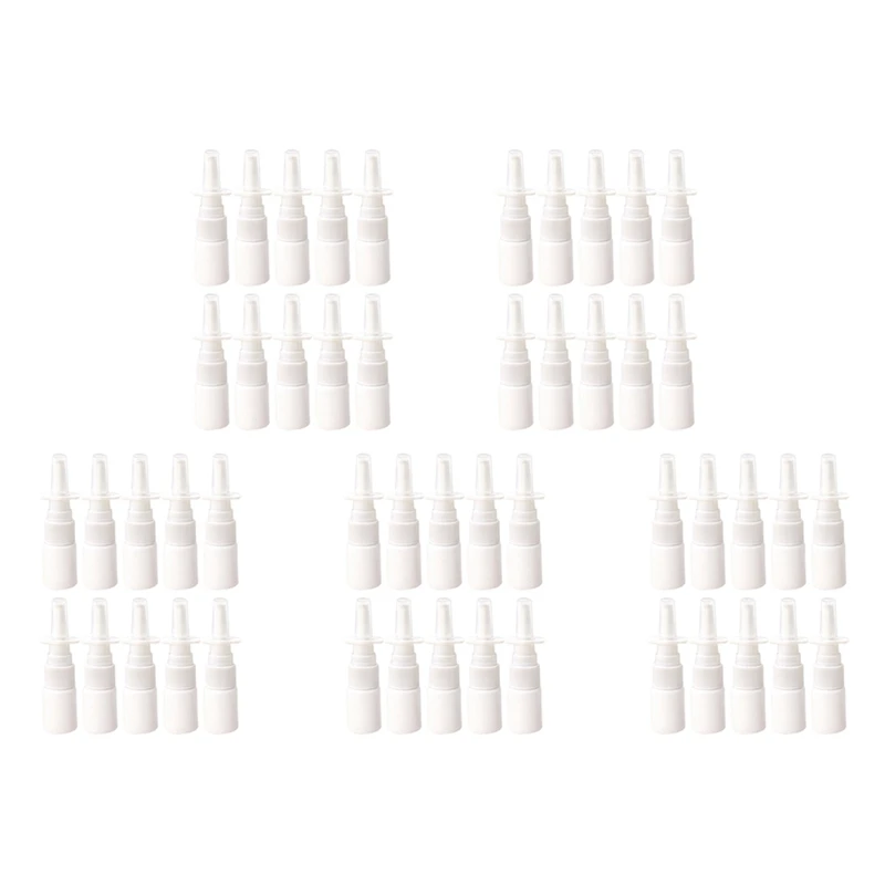 

50Pcs 10Ml Spray Bottle Refillable Plastic Mist Nose Nasal Sprayer