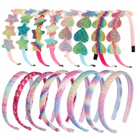 2022 fashion girl glitter headband cute headband hairband gradient rainbow love star headband mermaid kids gift hair accessories