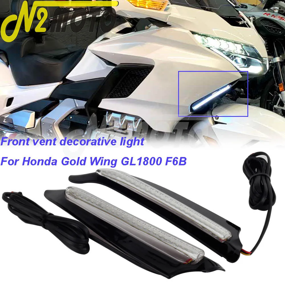 New Motorcycle LED Front Lighted Vent Trim Decorative Accent Turn Signal Light Black For Honda Gold Wing 1800 F6B GL1800 2018-21