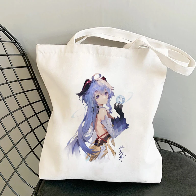 

Women Canvas Handbag Game Genshin Impact Anime Tote Bag Shopper Bags Shopping Bag Shoulder Bag Large Capacity Reusable Eco Bags