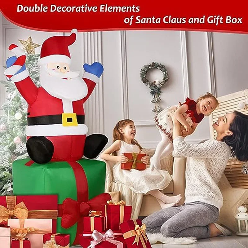

1,8 м надувной Санта-Клаус, рождественские украшения, уличная надувная модель воздуха, Рождественское украшение, реквизит для дома, сада, двора