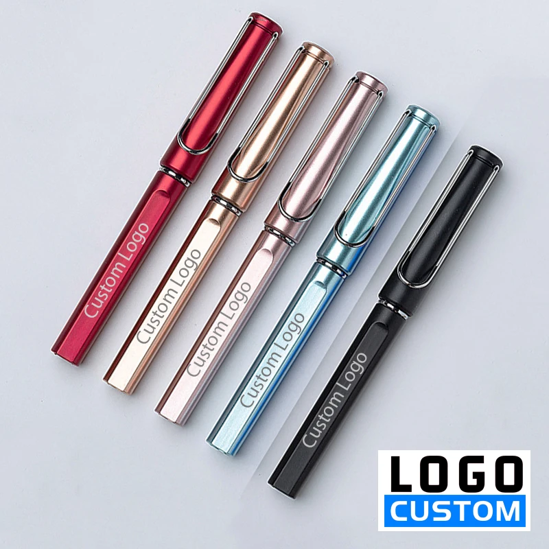 

Plastic Neutral Pen Custom Logo Gift Multi -color Imitation Metal Sign Pen Metal Hook Advertising Pen School Supplies Wholesale
